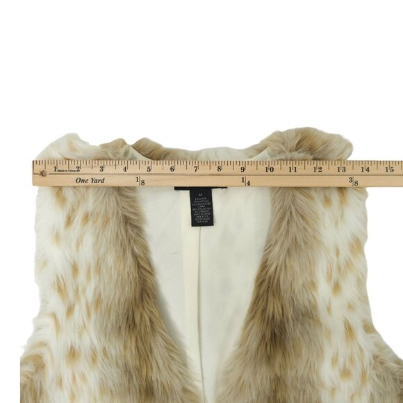 Grace Elements Faux Fur Vest Womens Size M Snow Leopard Brown Cream Boho - Picture 4 of 13